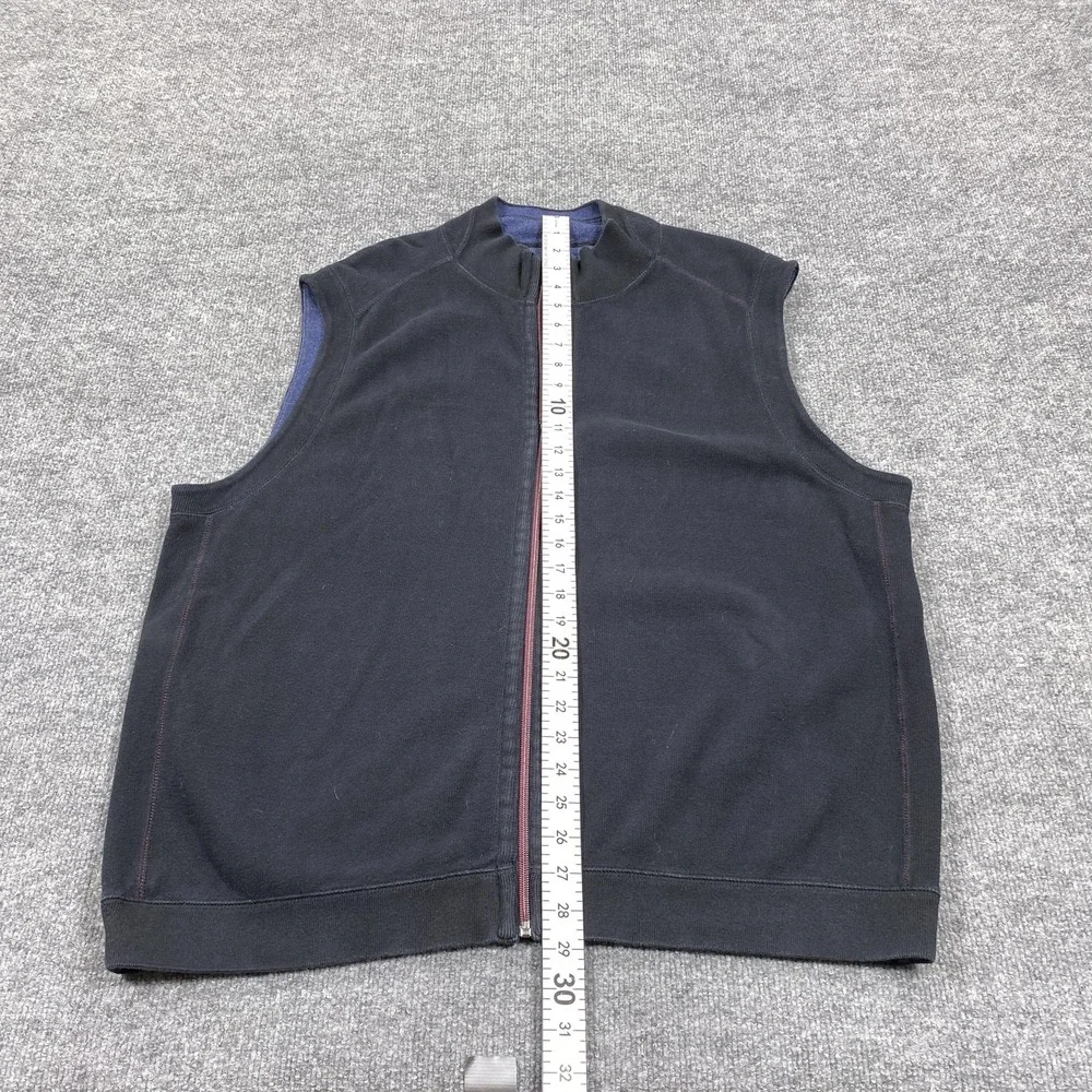 Tommy Bahama Sweater Vest Mens XL Blue Reversible Full Zip Mock Neck Casual